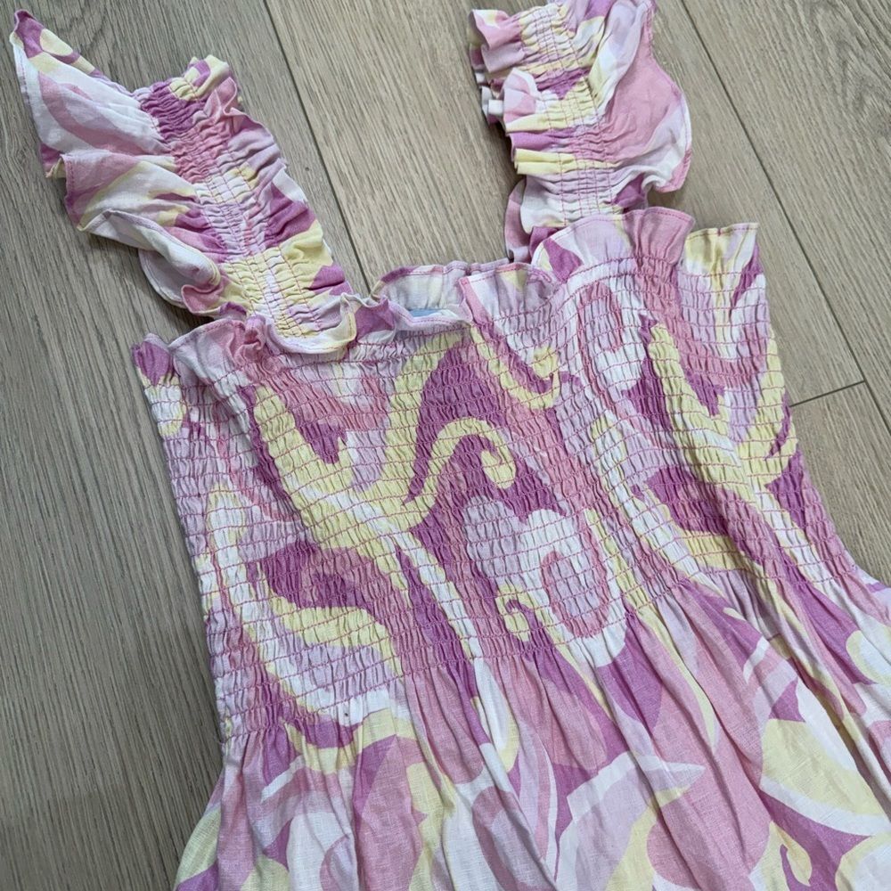 Hill House Pink and Yellow Midi Dress - Picture 3 of 7